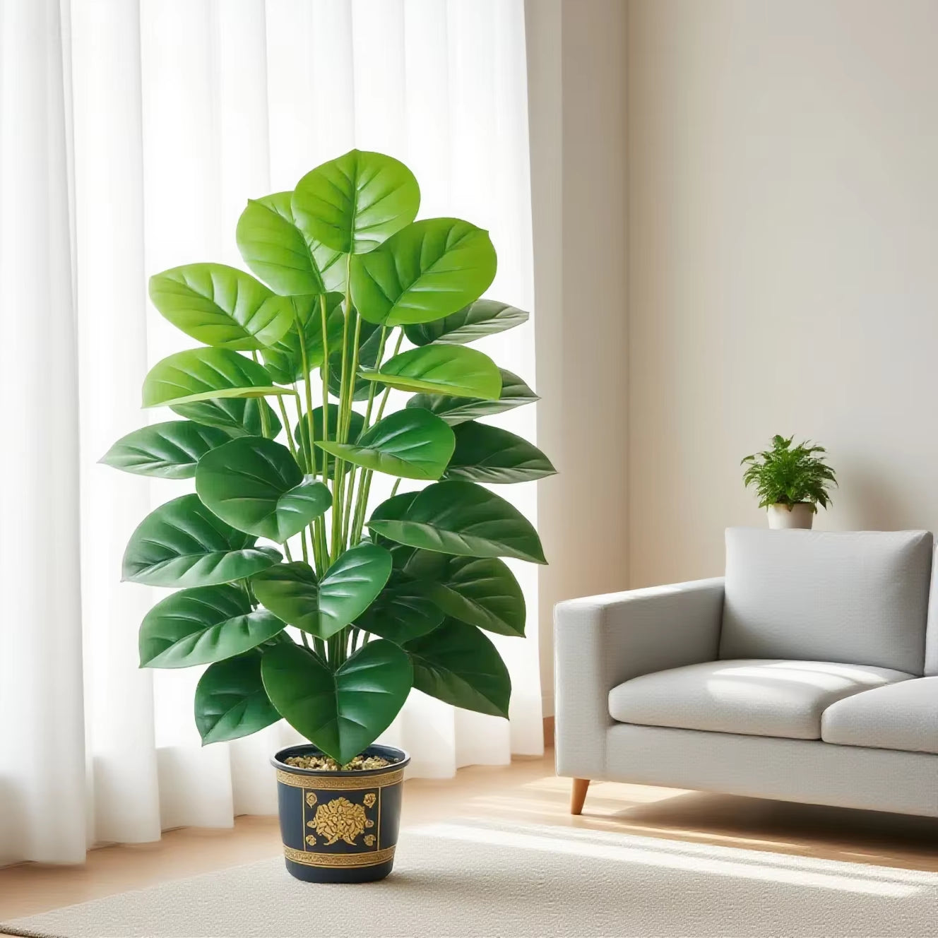 Large Artificial Pothos Plant with 24 Leaves, Tall Faux Greenery in Pot for Indoor Outdoor Decor, Perfect for Living Room, Offic