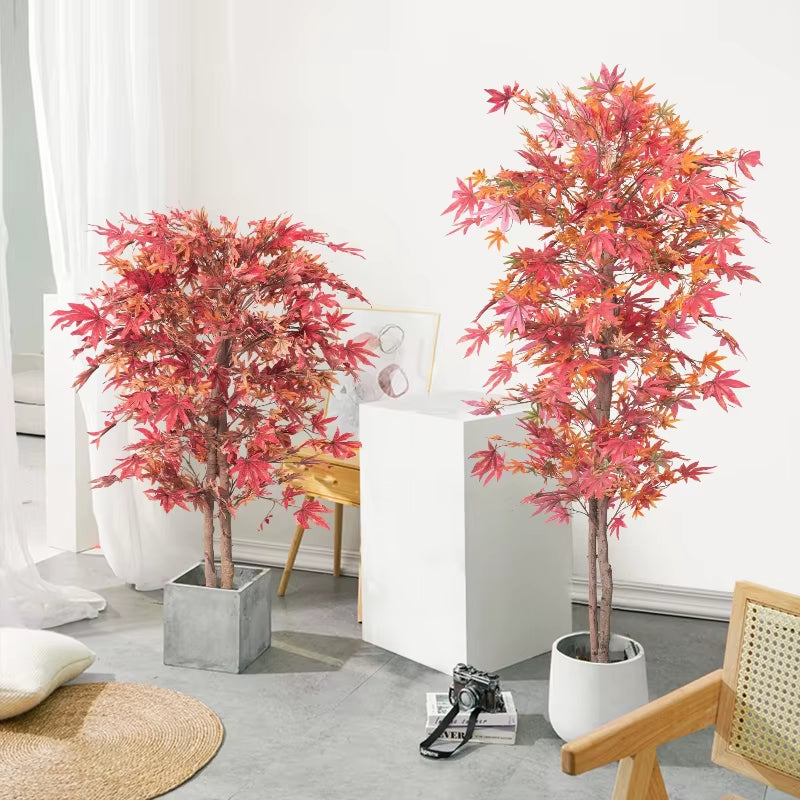 Red Maple Tree Simulation Birch Plant Potted Indoor Landscape Decoration Landscape Tree