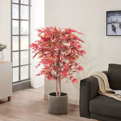Red Maple Tree Simulation Birch Plant Potted Indoor Landscape Decoration Landscape Tree