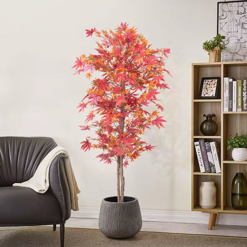 Red Maple Tree Simulation Birch Plant Potted Indoor Landscape Decoration Landscape Tree