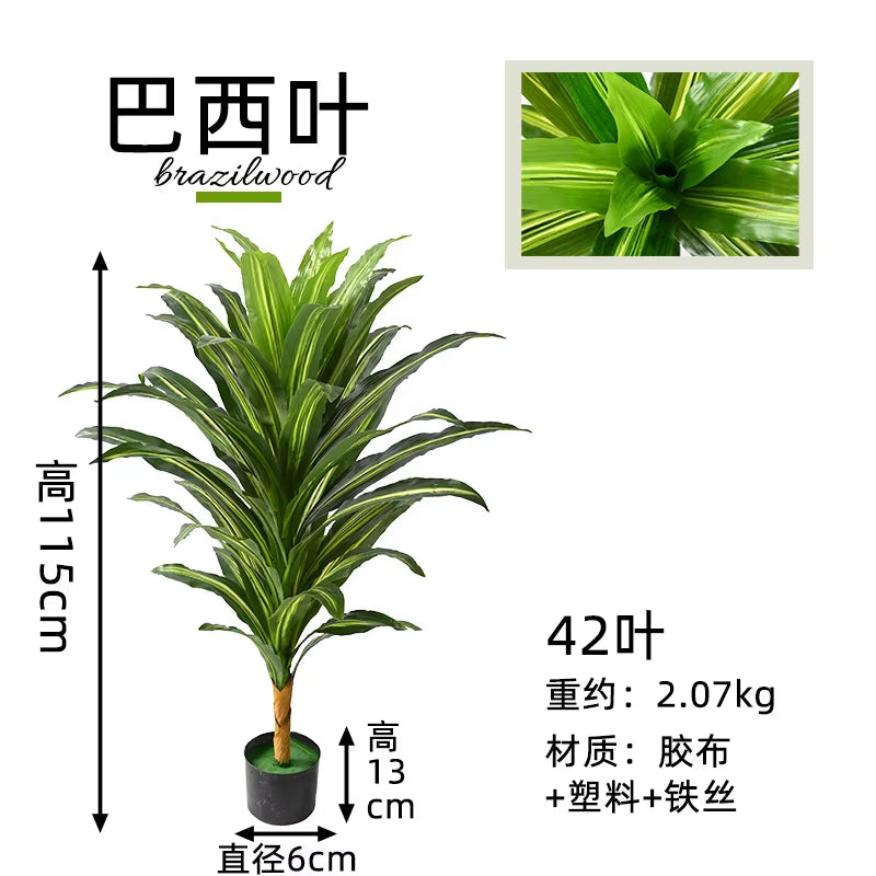 Bionic Green Plant Simulation Tree Living Room Decoration Large Ornaments Artificial Brazilian Wood Fake Tree