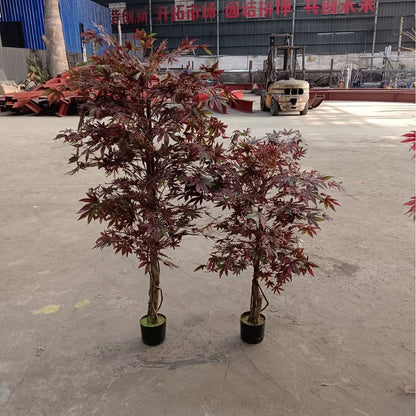 Red Maple Tree Simulation Birch Plant Potted Indoor Landscape Decoration Landscape Tree