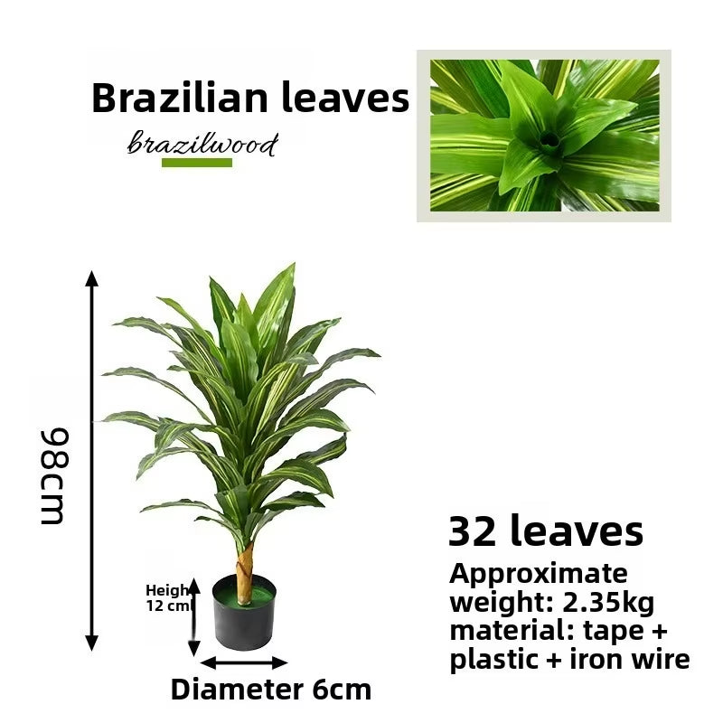 Bionic Green Plant Simulation Tree Living Room Decoration Large Ornaments Artificial Brazilian Wood Fake Tree
