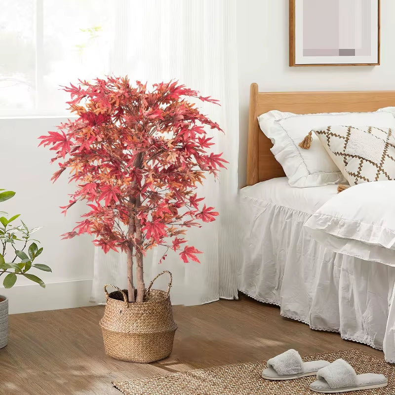 Red Maple Tree Simulation Birch Plant Potted Indoor Landscape Decoration Landscape Tree
