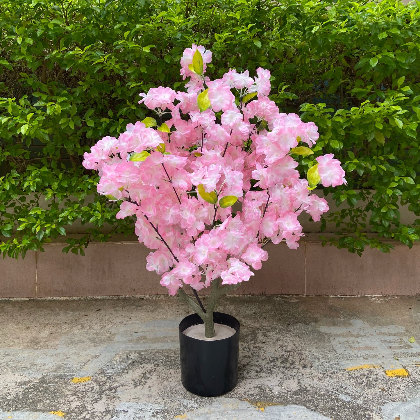 Home Decoration Artificial Cherry Tree Bonsai Wedding Indoor Living Room Floor Fake Plant with Basin Simulated Flower Decoration