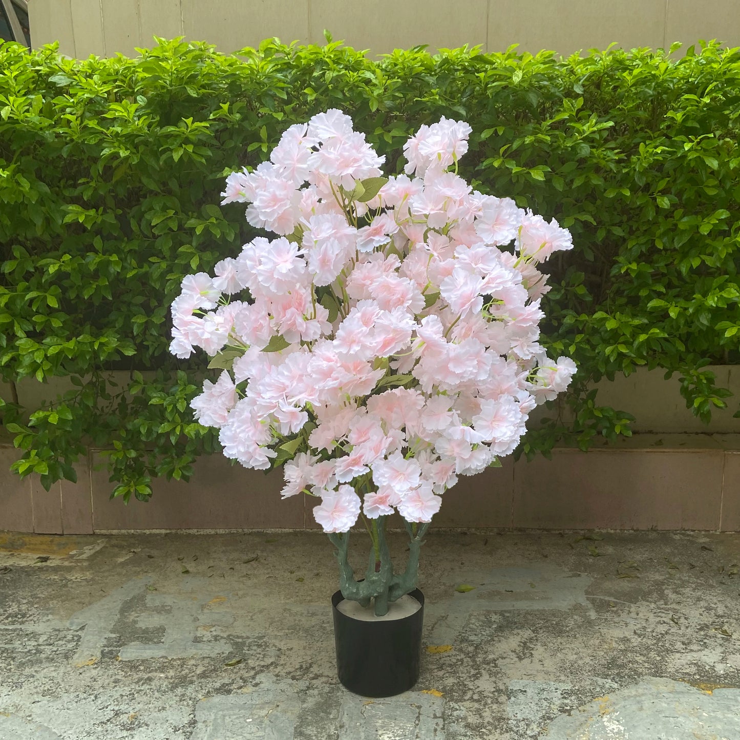 Home Decoration Artificial Cherry Tree Bonsai Wedding Indoor Living Room Floor Fake Plant with Basin Simulated Flower Decoration