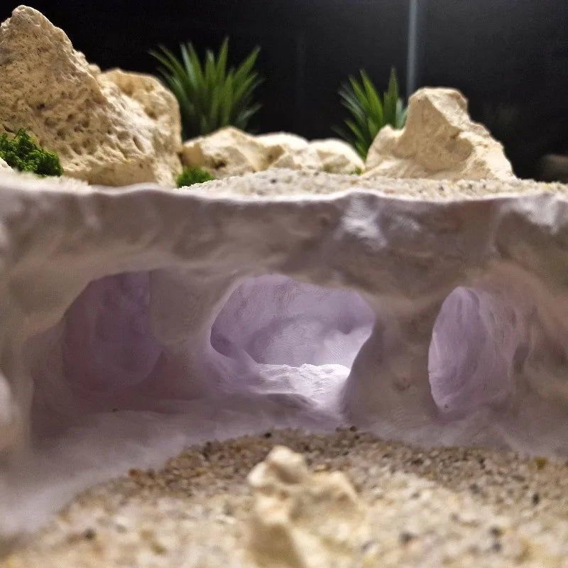 3D Printed Forked Cave Aquarium Reptile Tank Decor Fish Shrimp Lizard Gecko Hiding Shelter Pet Habitat Ornament