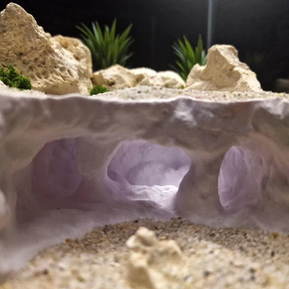 3D Printed Forked Cave Aquarium Reptile Tank Decor Fish Shrimp Lizard Gecko Hiding Shelter Pet Habitat Ornament