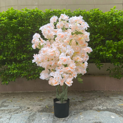 Home Decoration Artificial Cherry Tree Bonsai Wedding Indoor Living Room Floor Fake Plant with Basin Simulated Flower Decoration